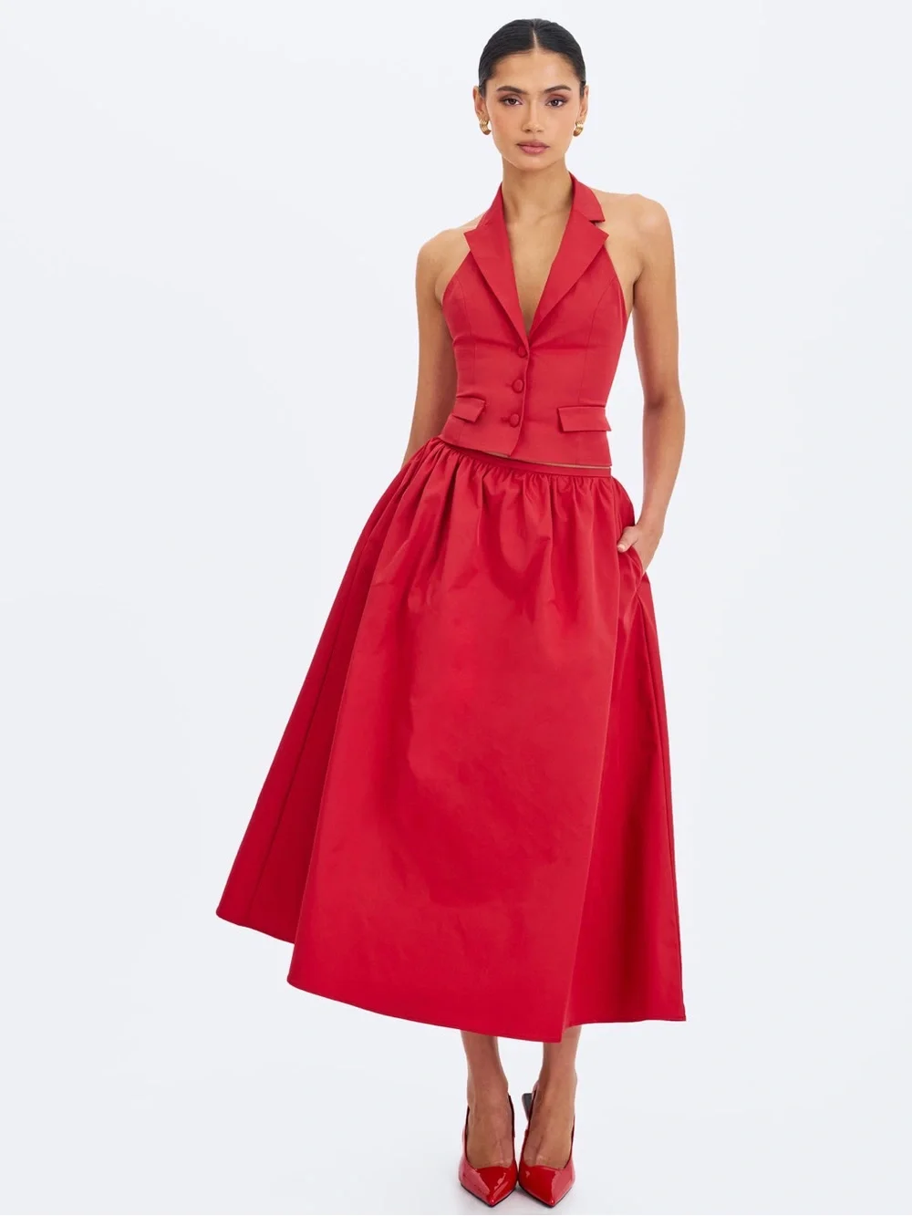 Miss Circle Ursel Gathered A-Line Midi Skirt